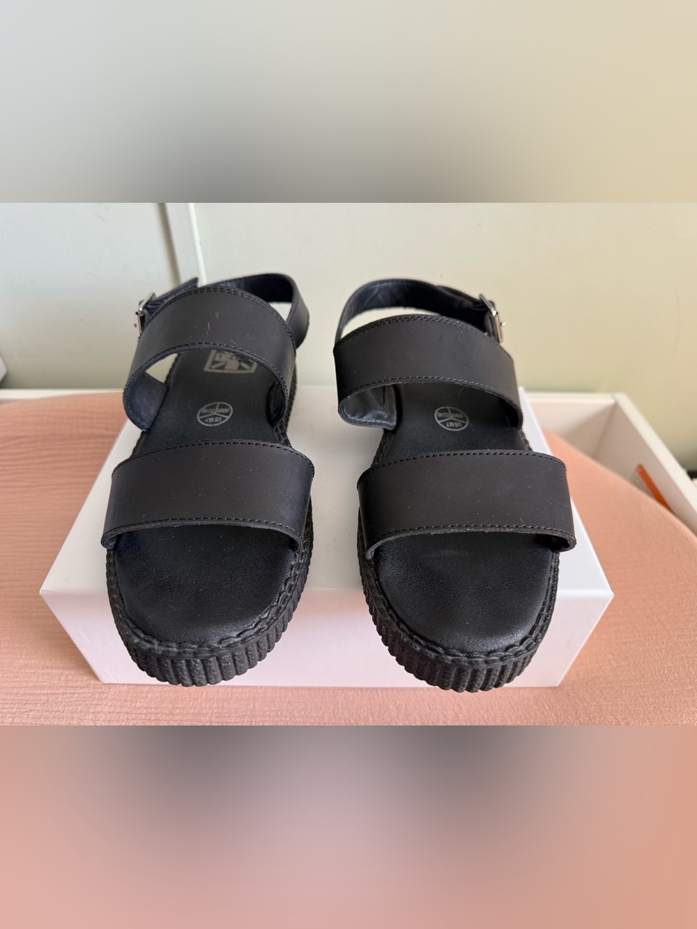 Black Two-Strap Platform Sandals